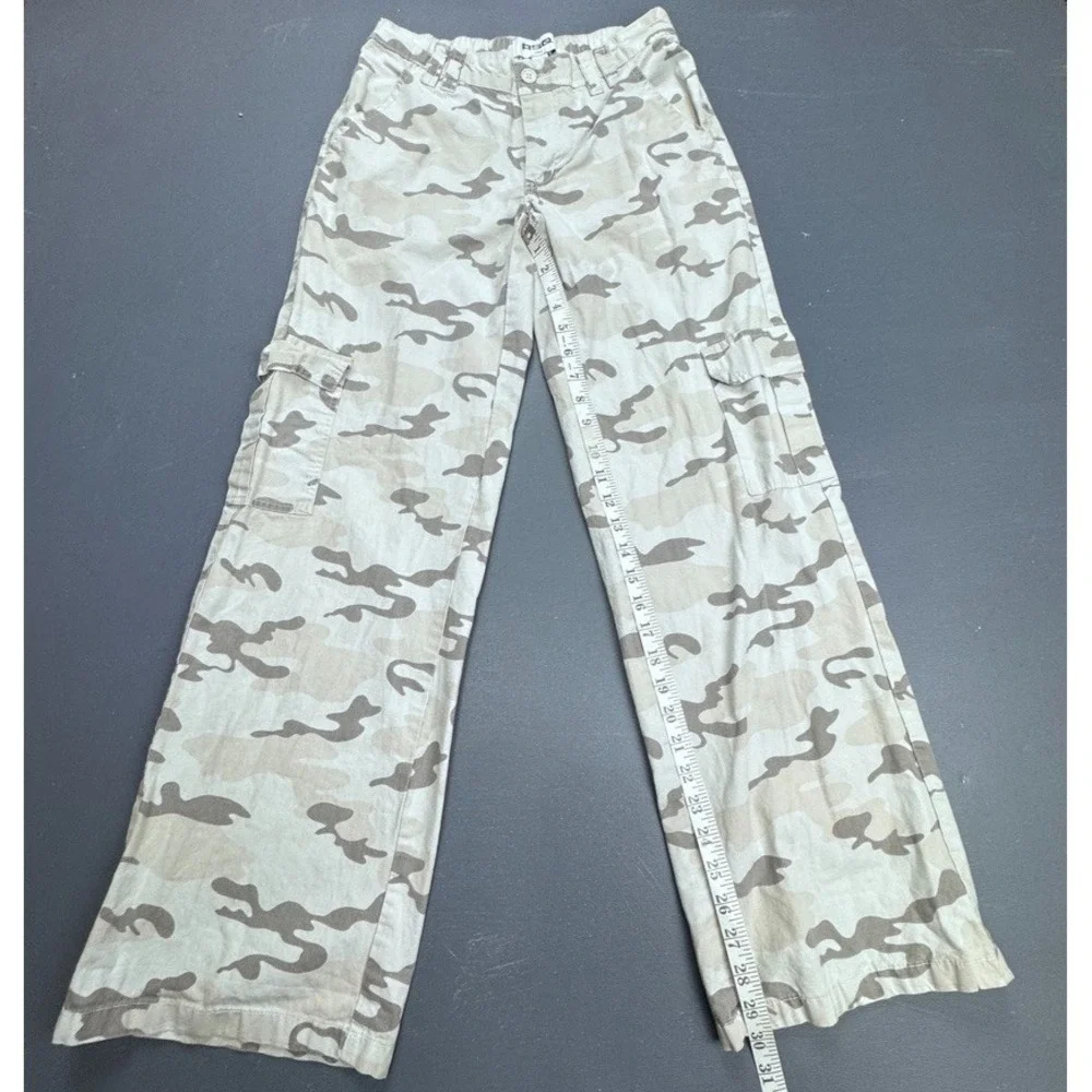RSQ Camo Cargo Pants Women's XS Tan Beige Utility Straight Leg Cotton Workwear - Picture 7 of 11